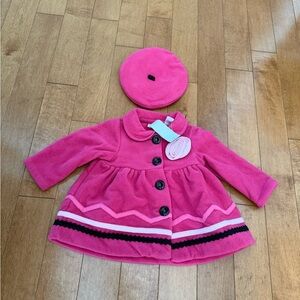 Maggie & Zoe Hot Pink Fleece Coat and Beret Set